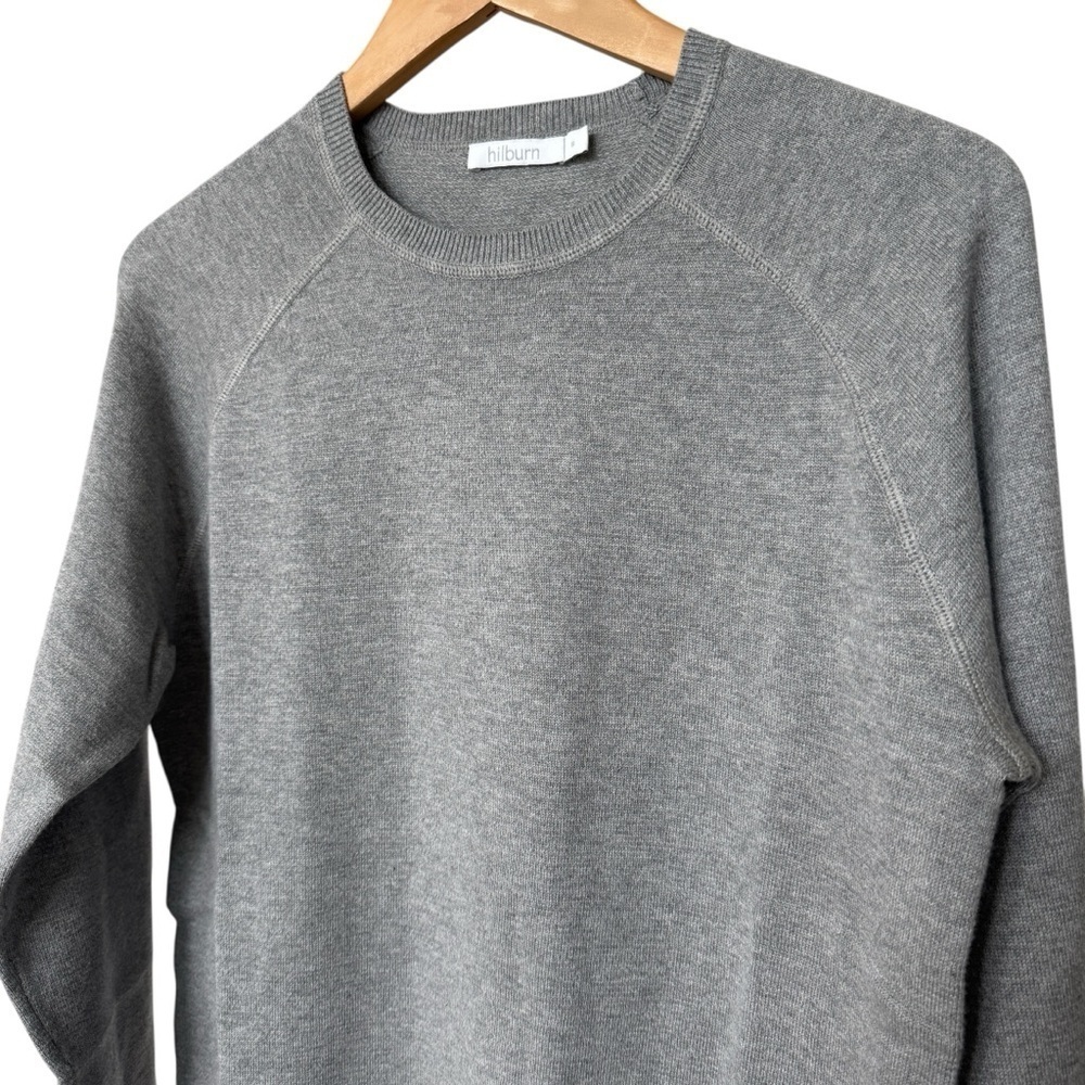 HILBURN Mens Size Small Cotton Gray Pullover Sweater Preppy Dadcore Crewneck